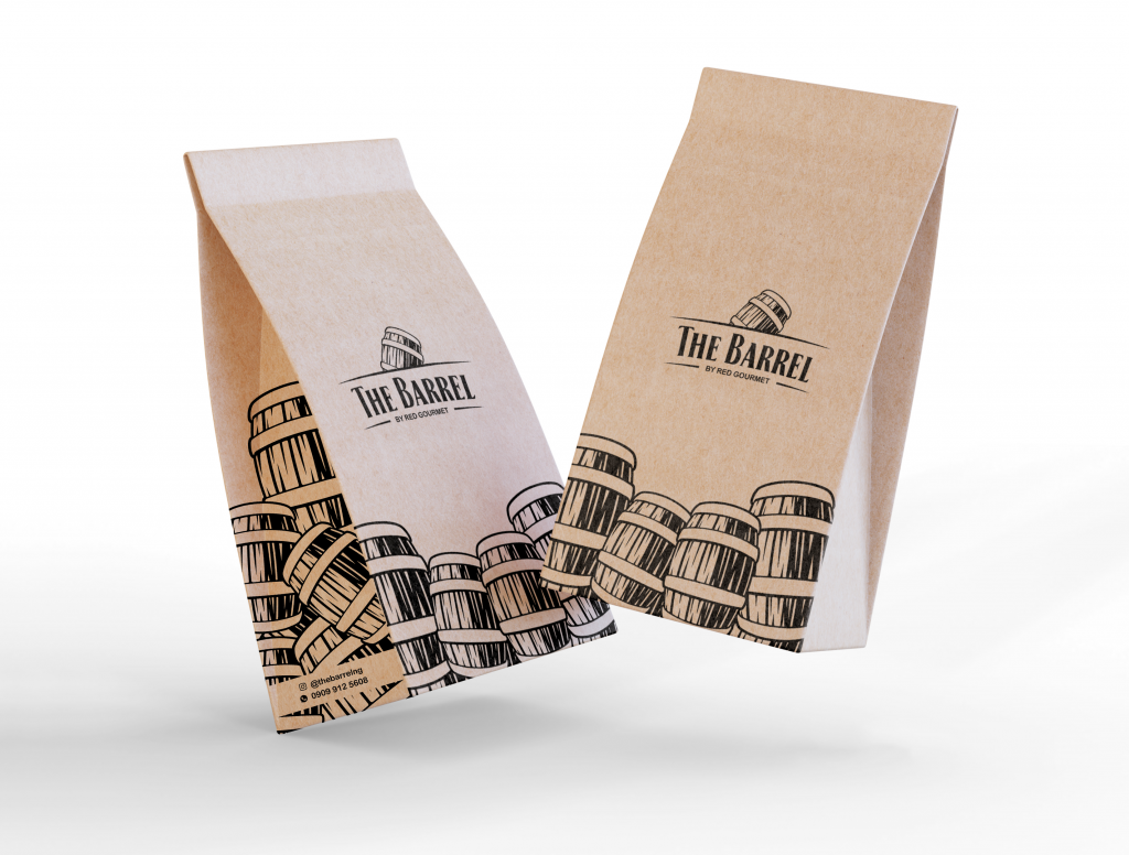 KRAFT PAPER BAGS WITH FOLDED HANDLE